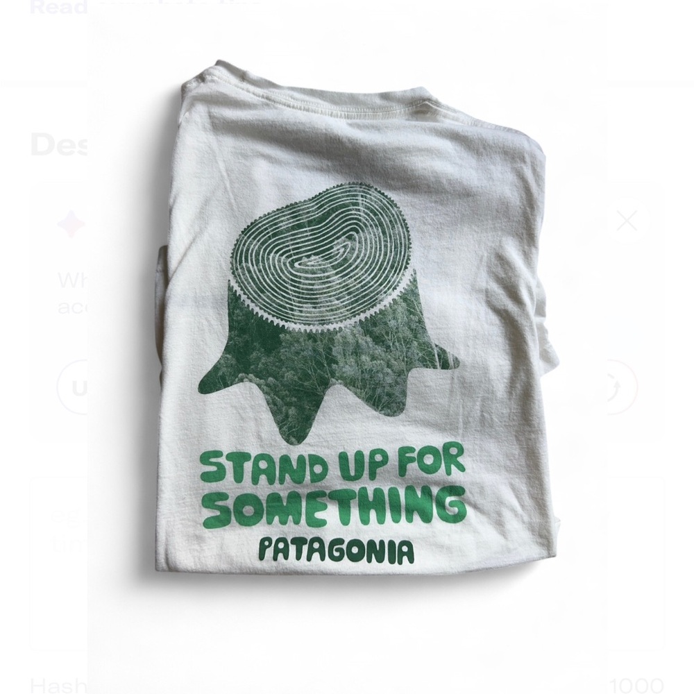 Patagonia White and Green Graphic Tee